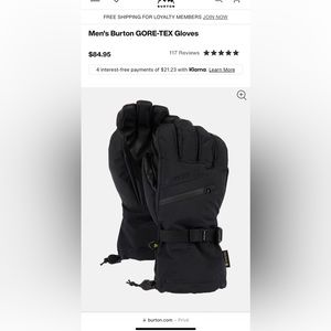 BRAND NEW UN-USED men’s burton gore-tex snowboard gloves - size small